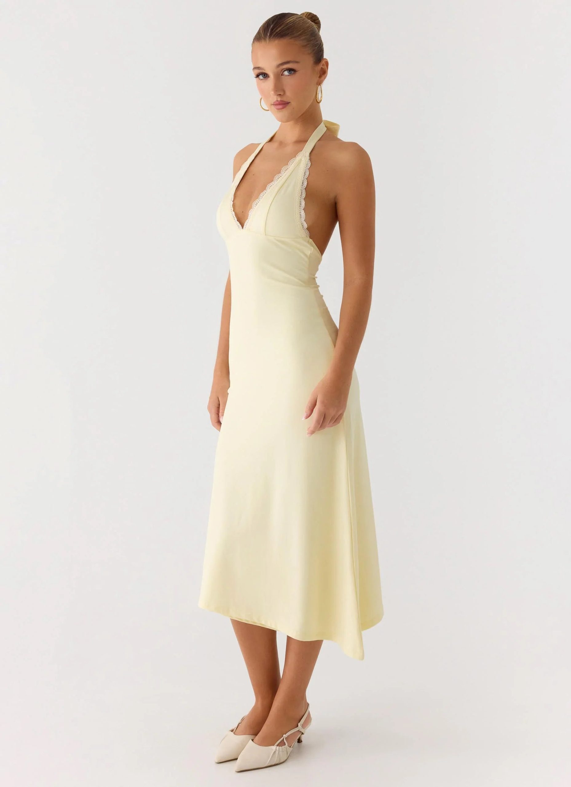 Illuminate Halter Midi Dress - Butter Yellow - Image 3