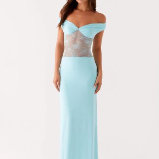 Infatuation Lace Maxi Dress - Turquoise