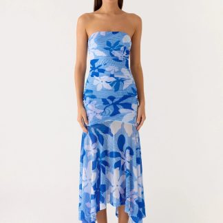 Lo Siento Midi Dress - Indigo Garden
