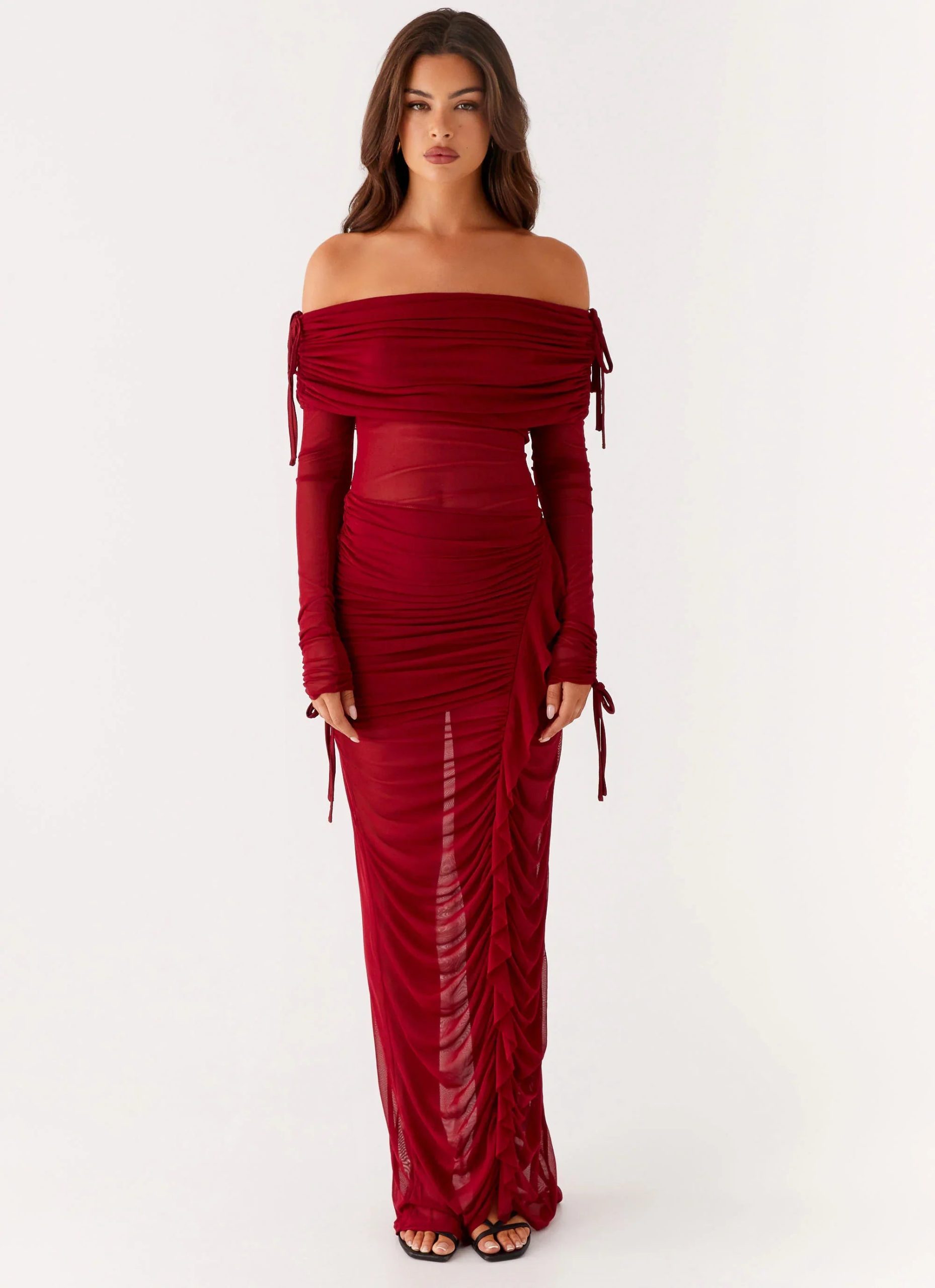 Teala Mesh Maxi Dress - Red - Image 2