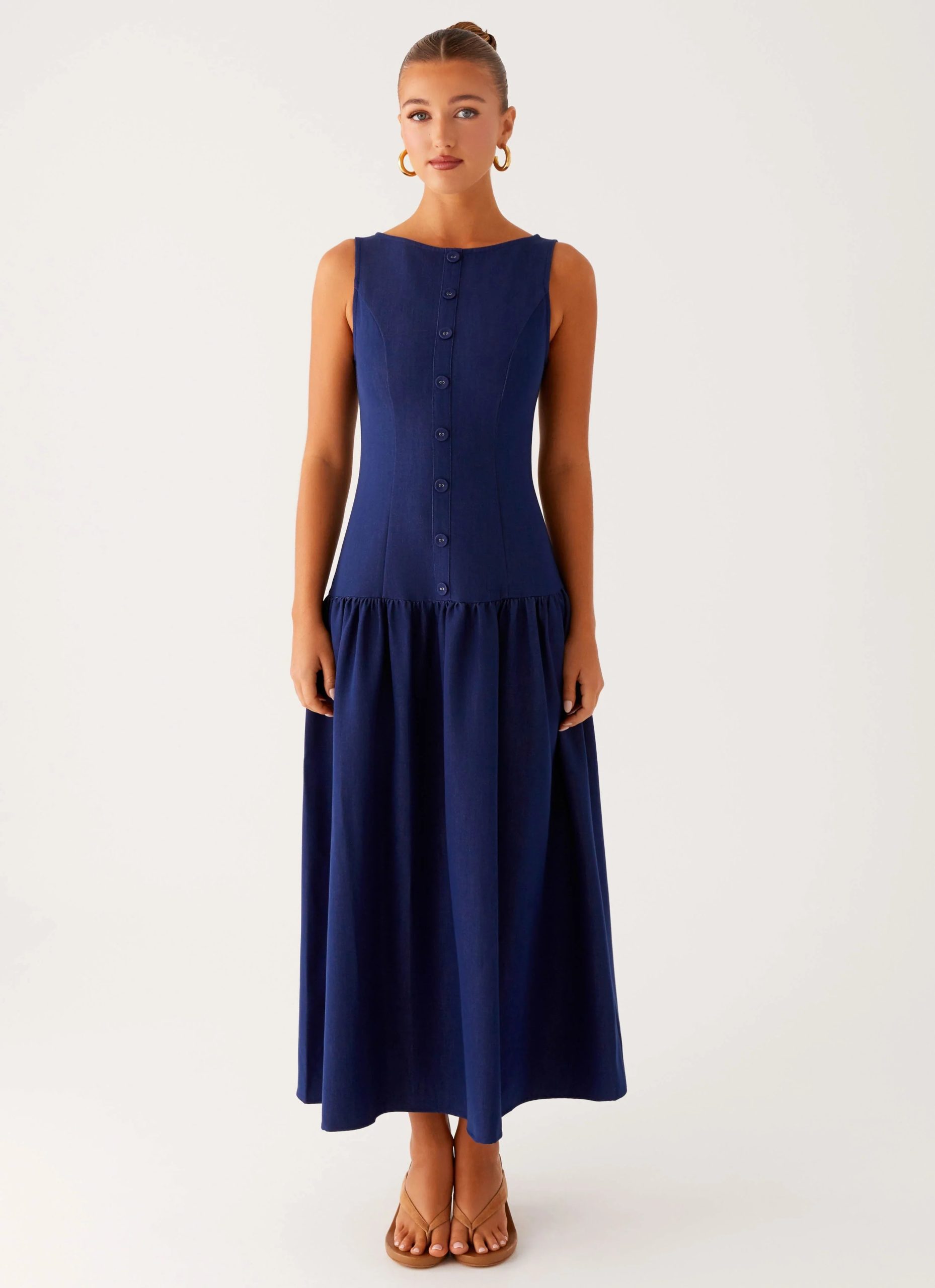 Hayes Denim Midi Dress - Indigo - Image 2